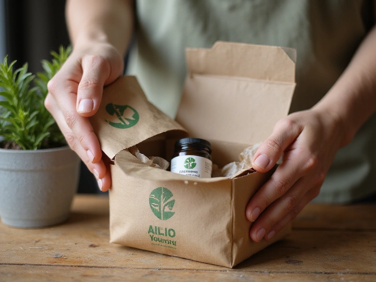 Eco-friendly packaging materials being prepared for Vitaphyra products.