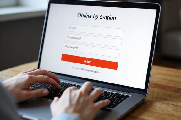 User creating an account on a website